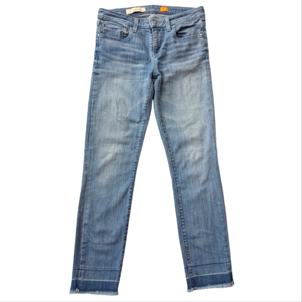 Pilcro & The Letterpress Anthropologie Skinny Jeans Size 28 Light Blue Raw Hem